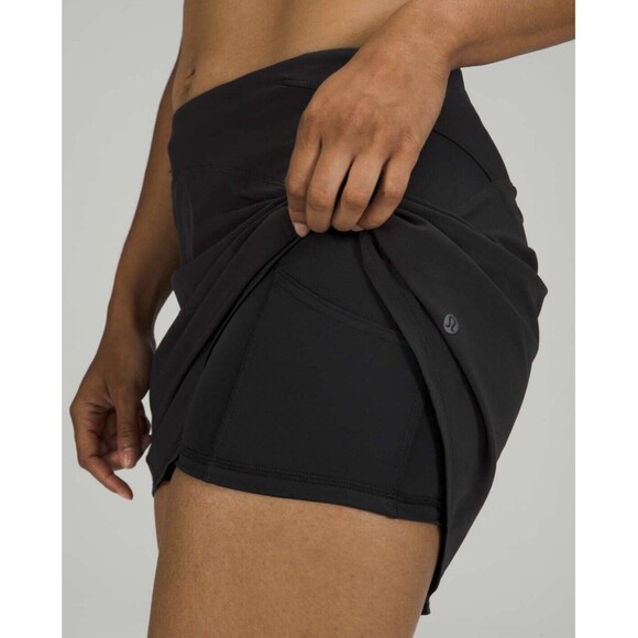 Lululemon Essential High Rise Running Skirt Skort Size 2 Black Long W8ACVT NWOT - Picture 5 of 13